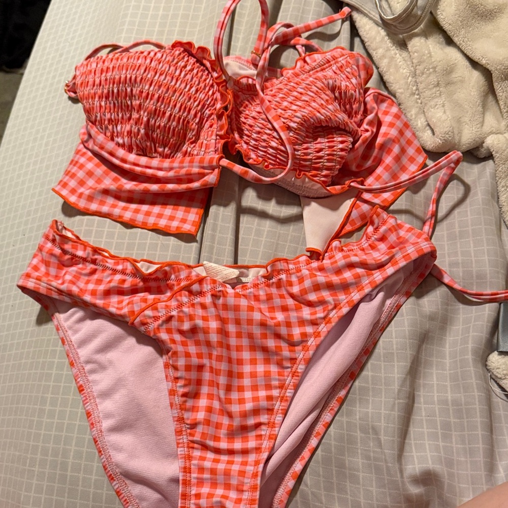 Ninety Orange Gingham Bikini Set
